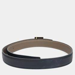 Pre Owned Hermes Black Leather Reversible Belt