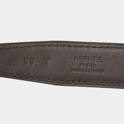 Pre Owned Hermes Rouge Casaque/Chocolat Swift Leather Brushed Constance Buckle Reversible Belt 95 CM