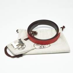 Pre Owned Hermes Rouge Casaque/Chocolat Swift Leather Brushed Constance Buckle Reversible Belt 95 CM