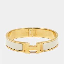 Pre Owned Hermès Clic H Enamel Gold Plated Bracelet