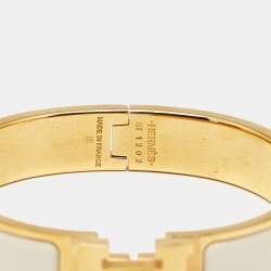 Pre Owned Hermès Clic H Enamel Gold Plated Bracelet