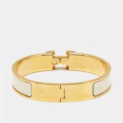 Pre Owned Hermès Clic H Enamel Gold Plated Bracelet