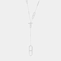 Pre Owned Hermes Ever Chain D'Ancre Long Necklace Size 31.5" Sv925