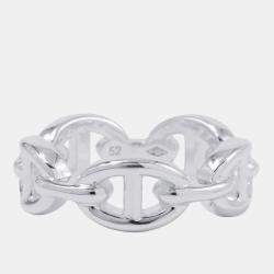 Pre Owned Hermes Chaine D'Ancre Anchene Ring  Sv925