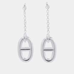 Pre Owned Hermes Chaine D'Ancre Earrings Size Mm Sv925