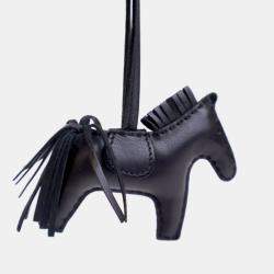 Pre Owned Hermes Black Milo Lambskin Rodeo PM
