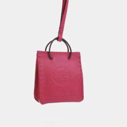 Pre Owned Hermes Rose Mexico Milo Lambskin Shopping Bag Charm