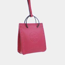 Pre Owned Hermes Rose Mexico Milo Lambskin Shopping Bag Charm