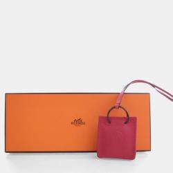 Pre Owned Hermes Rose Mexico Milo Lambskin Shopping Bag Charm