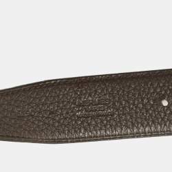 Pre Owned Hermès Chocolat/Black Clemence and Box Leather H Buckle Belt 90CM