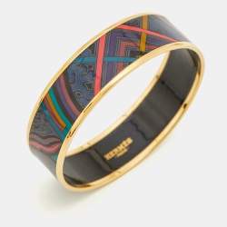 Pre Owned Hermes Enamel Gold Plated Bangle Bracelet