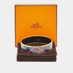 Pre Owned Hermes Enamel Gold Plated Bangle Bracelet