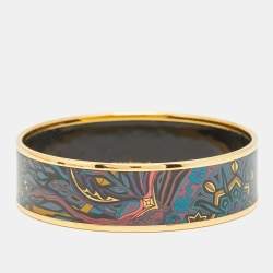 Pre Owned Hermes Enamel Gold Plated Bangle Bracelet