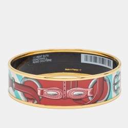 Pre Owned Hermes Enamel Gold Plated Bangle Bracelet