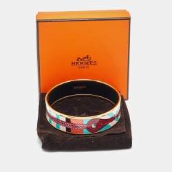 Pre Owned Hermes Enamel Gold Plated Bangle Bracelet