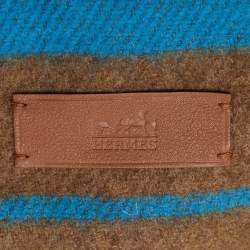 Pre Owned Hermes Brown Stripe Cashmere Fringed Stole