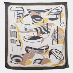 Pre Owned Hermès Noir/Naturel Cashmere Thalassa Shawl 