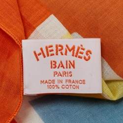 Pre Owned Hermes Orange Cotton Escale a la Plage Scarf