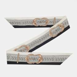Pre Owned Hermès Black/White Printed Silk Twilly
