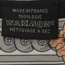 Pre Owned Hermès Black/White Printed Silk Twilly