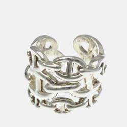 Pre Owned Hermes Chaine D'Ancre Farandole Silver No Stone Band Ring Silver