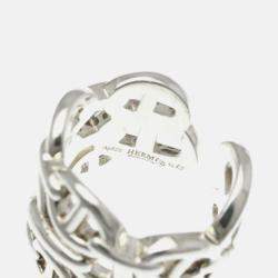 Pre Owned Hermes Chaine D'Ancre Farandole Silver No Stone Band Ring Silver