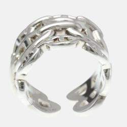 Pre Owned Hermes Chaine D'Ancre Farandole Silver No Stone Band Ring Silver