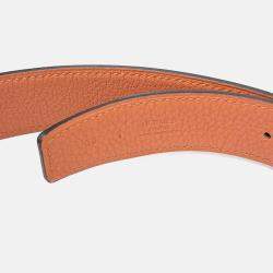 Pre Owned Hermes Black/Orange Leather H Reversible Belt