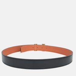 Pre Owned Hermes Black/Orange Leather H Reversible Belt
