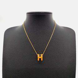 Pre Owned Hermes Gold Tone Pop H Necklace