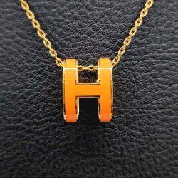 Pre Owned Hermes Gold Tone Pop H Necklace