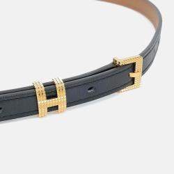Pre Owned Hermes Black Leather Pop H Belt B
