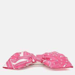 Pre Owned Hermes Pink Silk Ribbon Hair Pin