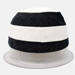 Pre Owned Hermes Black,/White Cotton Linen Hat