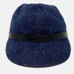 Pre Owned Hermes Linen Navy Blue Hat