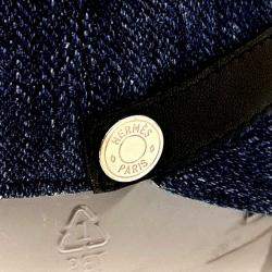 Pre Owned Hermes Linen Navy Blue Hat