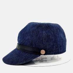Pre Owned Hermes Linen Navy Blue Hat