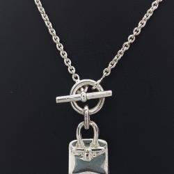 Pre Owned Hermes Silver Birkin Necklace