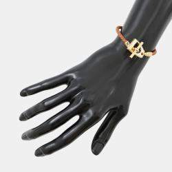 Pre Owned Hermes Etrier Bracelet Size T2 Gold Swift Leather