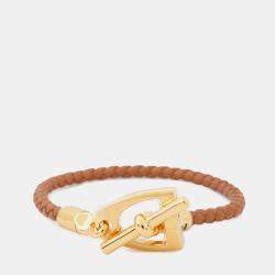 Pre Owned Hermes Etrier Bracelet Size T2 Gold Swift Leather
