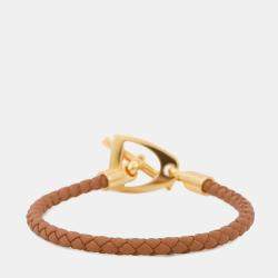 Pre Owned Hermes Etrier Bracelet Size T2 Gold Swift Leather