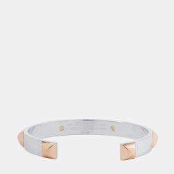 Pre Owned Hermes Mini Crew Bangle Size ST 18k Rose Gold Silver 925