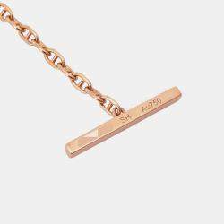 Pre Owned Hermes Chaine D'Ancre Verso Bracelet Size SH 18k Rose Gold Ceramic
