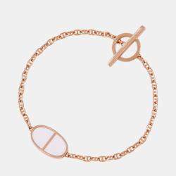 Pre Owned Hermes Chaine D'Ancre Verso Bracelet Size SH 18k Rose Gold Ceramic