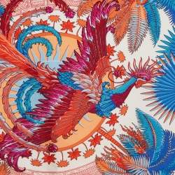 Pre Owned Hermès Pink/Orange Silk Mythiques Phoenix Square Scarf 