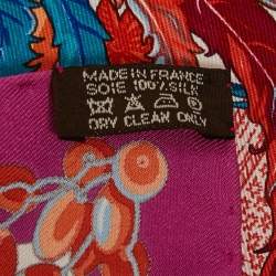 Pre Owned Hermès Pink/Orange Silk Mythiques Phoenix Square Scarf 