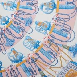 Pre Owned Hermes White Silk Cliquetis Scarf