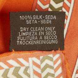 Pre Owned Hermès Orange Silk Selle Des Steppes Scarf