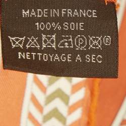 Pre Owned Hermès Orange Silk Selle Des Steppes Scarf