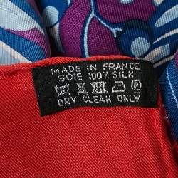 Pre Owned Hermes Blue Silk Flamingo Party Scarf 